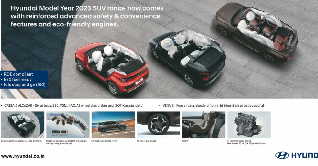 Hyundai Model Year 2023 SUV Range Now Comes with Reinforced Advanced Safety & Convenience Features as well as Eco-Friendly Engines