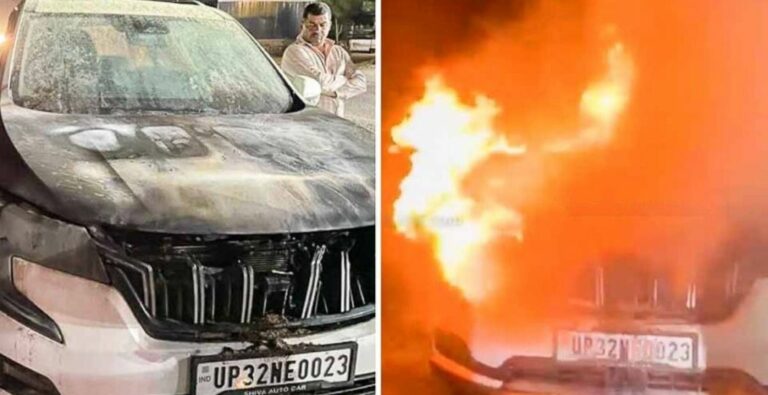 Mahindra XUV700 Catchs Fire on the Road