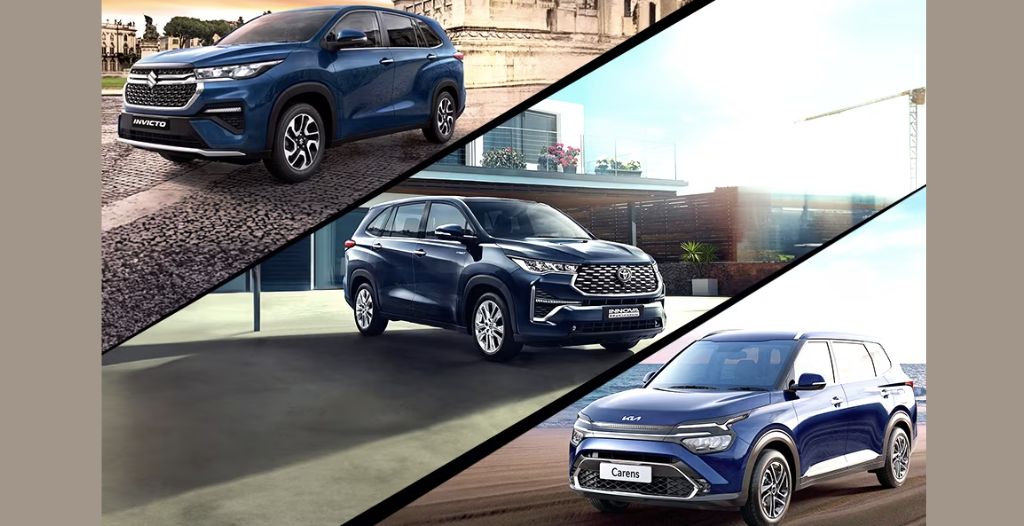 Maruti Invicto vs Toyota Innova Hycross vs Kia Carens