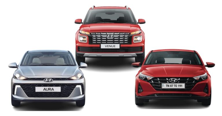 Hyundai Venue vs Aura vs i20