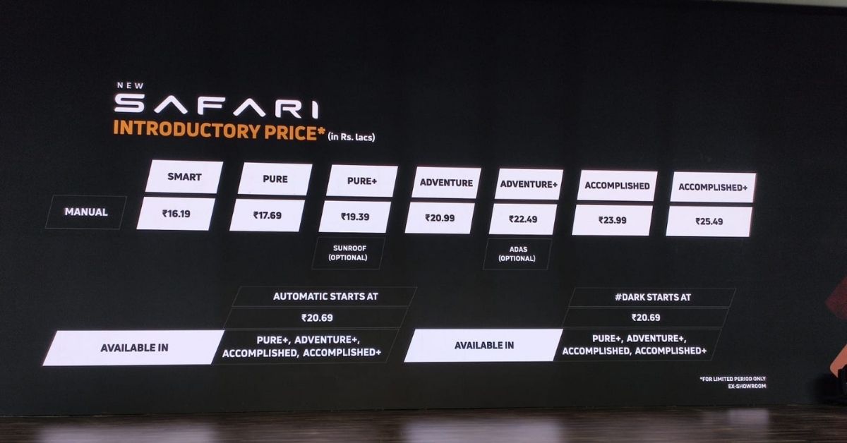 Safari Facelift Price